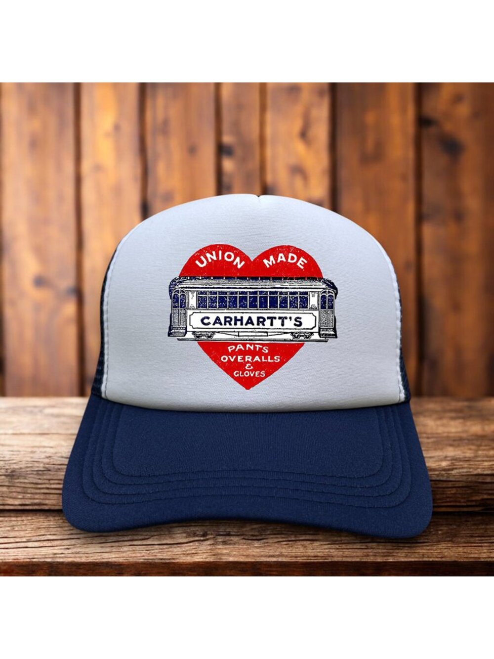 Retro Carhartt Bus Trucker Hat Navy Snapback 1920-1940 Vintage Logo Baseball Cap